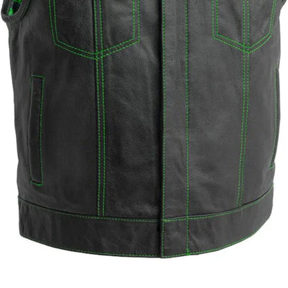 The Club Cut Men's Motorcycle Leather Vest, Multiple Color Options Men's Leather Vest First Manufacturing Company