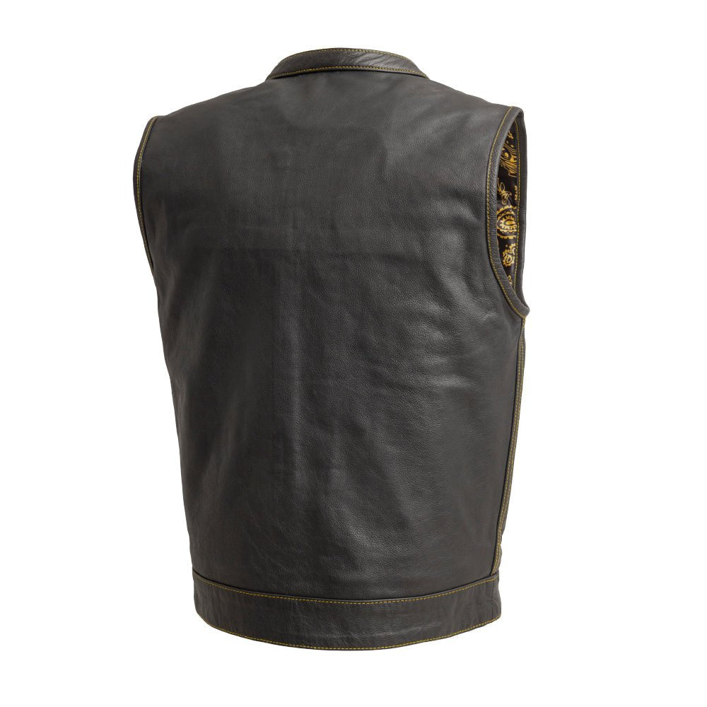 The Cut Men's Motorcycle Leather Vest, Multiple Color Options Men's Leather Vest First Manufacturing Company