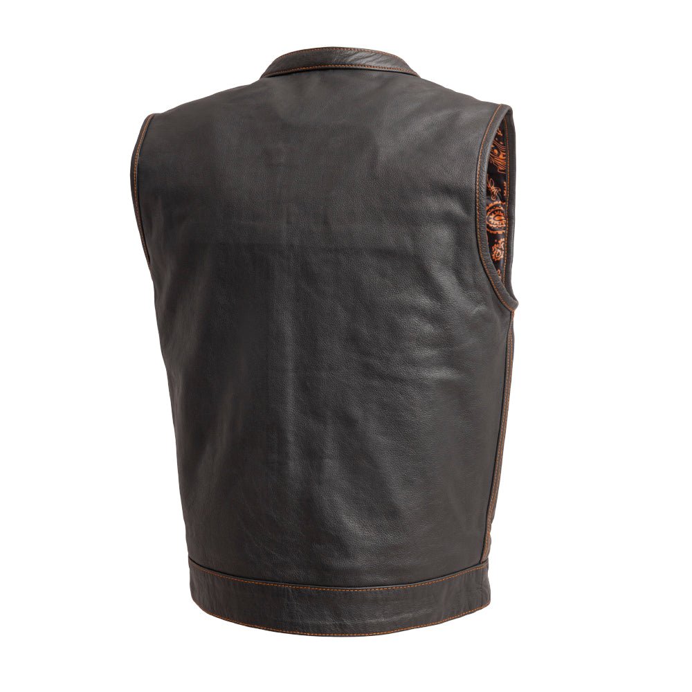 The Cut Men's Motorcycle Leather Vest, Multiple Color Options Men's Leather Vest First Manufacturing Company