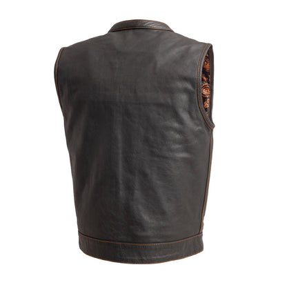 The Cut Men's Motorcycle Leather Vest, Multiple Color Options Men's Leather Vest First Manufacturing Company