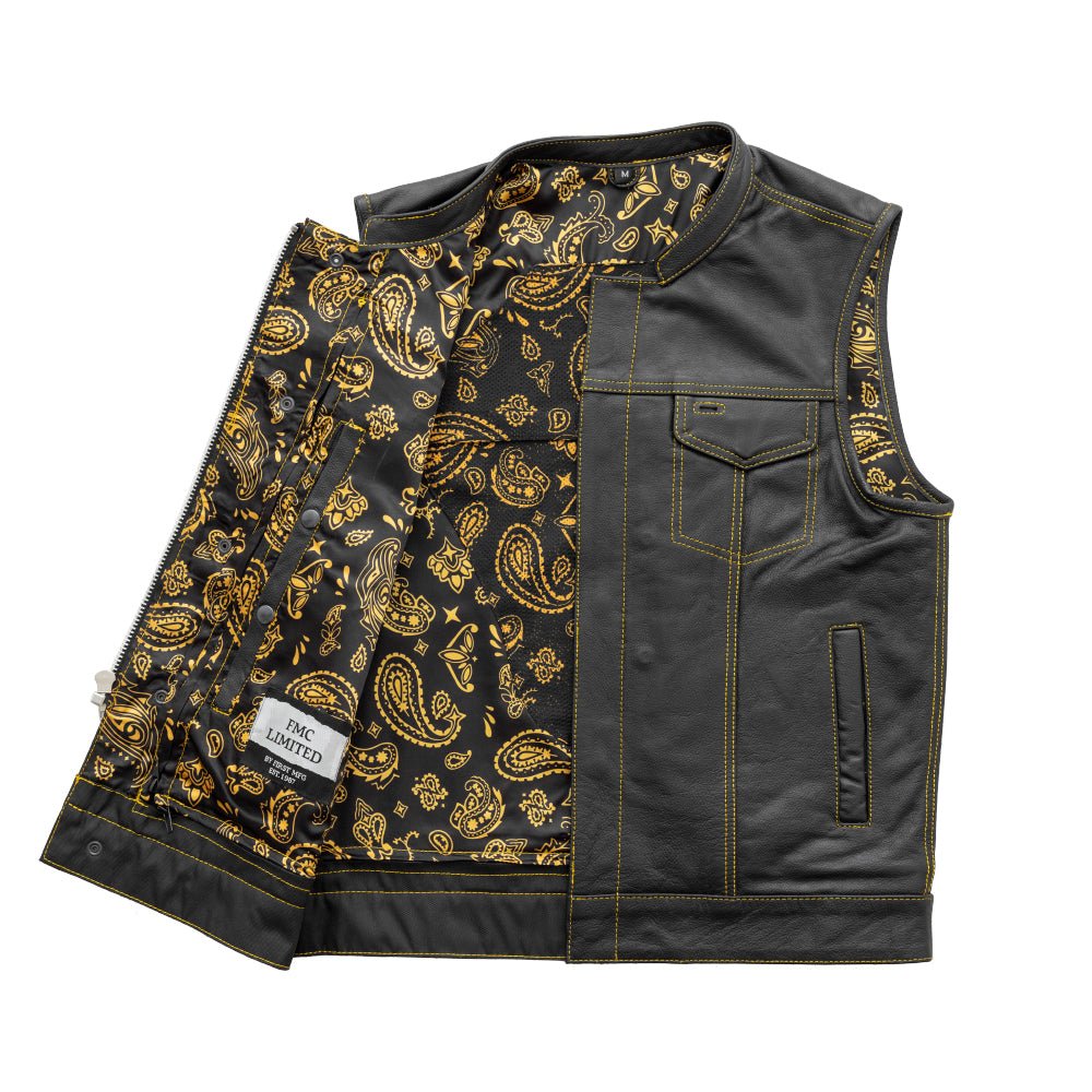 The Cut Men's Motorcycle Leather Vest, Multiple Color Options Men's Leather Vest First Manufacturing Company