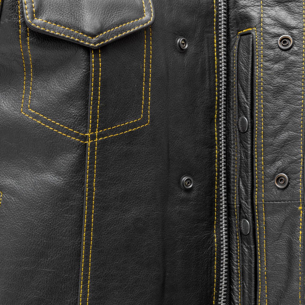 The Cut Men's Motorcycle Leather Vest, Multiple Color Options Men's Leather Vest First Manufacturing Company