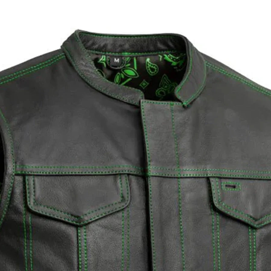 The Cut Men's Motorcycle Leather Vest, Multiple Color Options