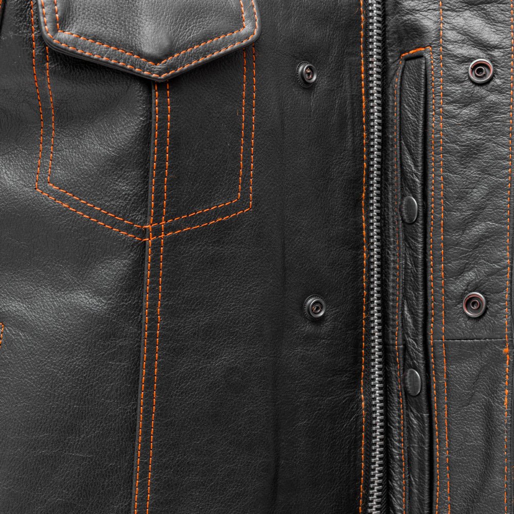 The Cut Men's Motorcycle Leather Vest, Multiple Color Options Men's Leather Vest First Manufacturing Company