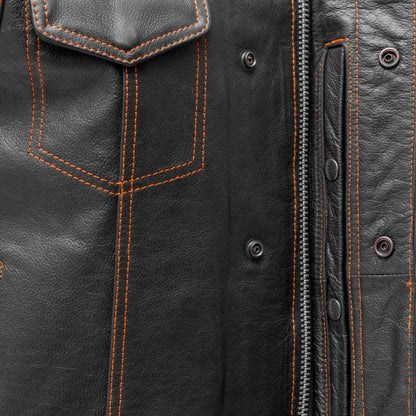 The Cut Men's Motorcycle Leather Vest, Multiple Color Options Men's Leather Vest First Manufacturing Company