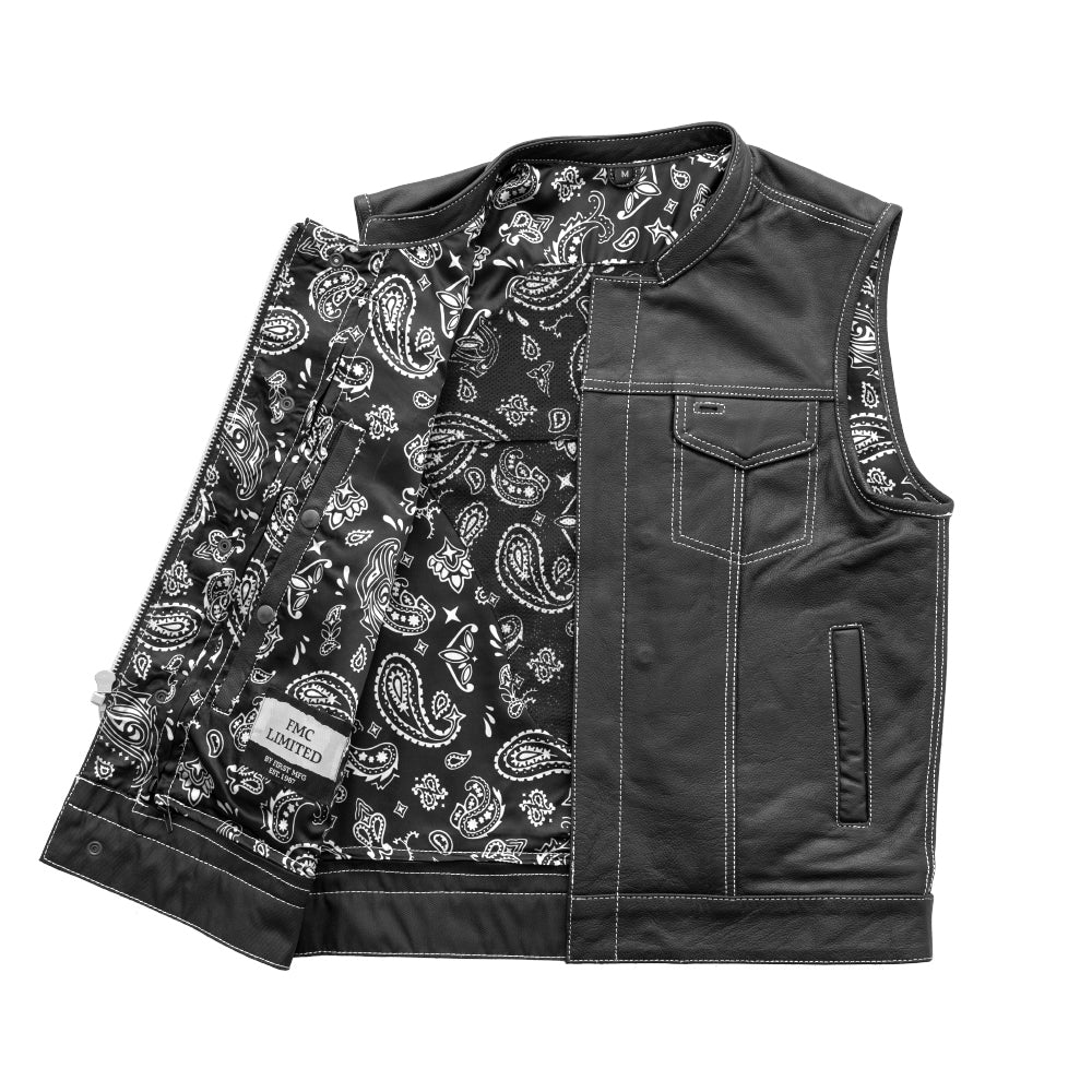 The Cut Men's Motorcycle Leather Vest, Multiple Color Options Men's Leather Vest First Manufacturing Company