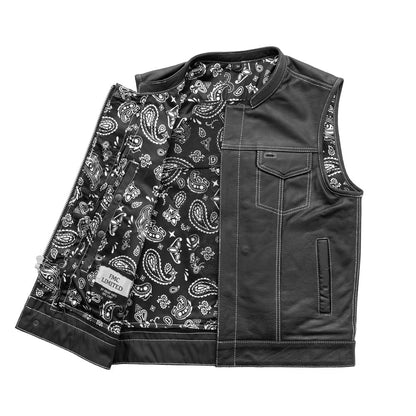 The Cut Men's Motorcycle Leather Vest, Multiple Color Options Men's Leather Vest First Manufacturing Company