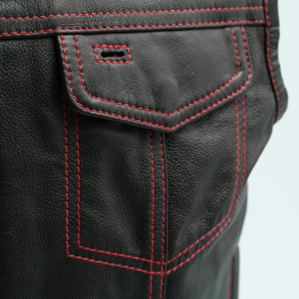 The Cut Men's Motorcycle Leather Vest, Multiple Color Options Men's Leather Vest First Manufacturing Company