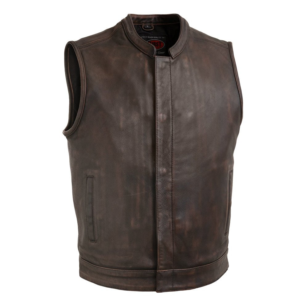 Top Rocker Men's Motorcycle Leather Vest Men's Leather Vest First Manufacturing Company Copper XS