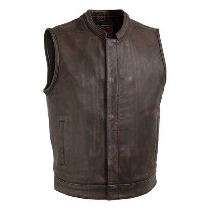 Top Rocker Men's Motorcycle Leather Vest Men's Leather Vest First Manufacturing Company Copper XS