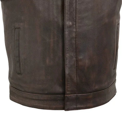 Top Rocker Men's Motorcycle Leather Vest Men's Leather Vest First Manufacturing Company