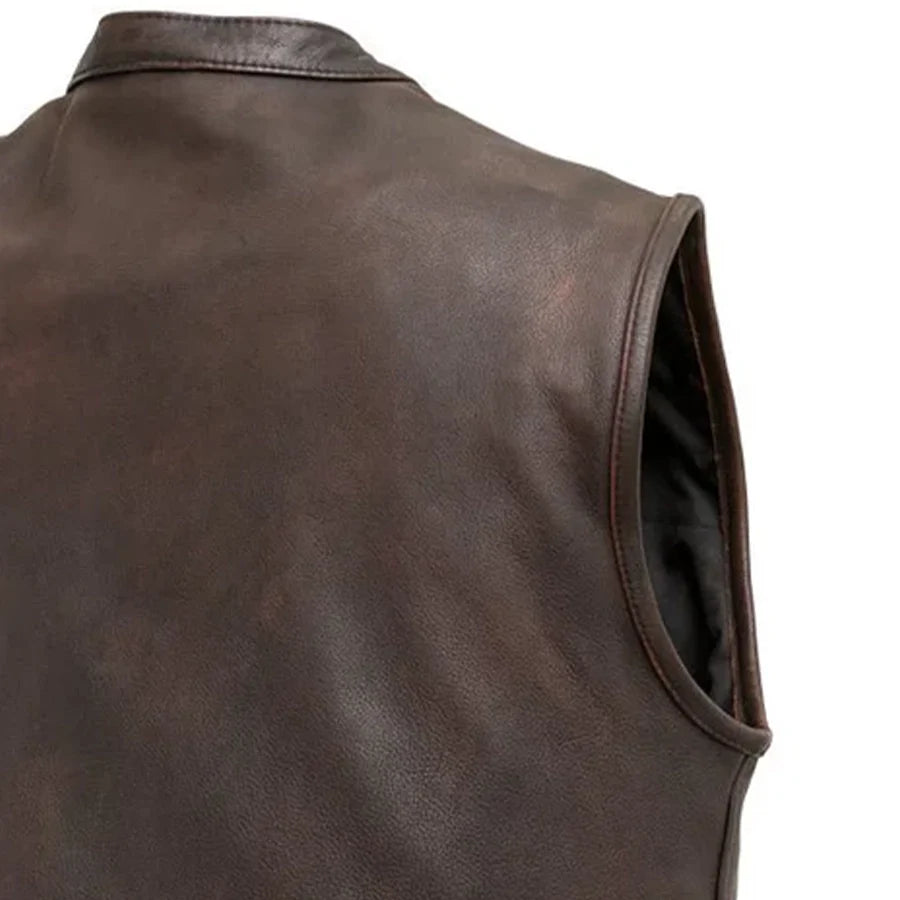 Top Rocker Men's Motorcycle Leather Vest Men's Leather Vest First Manufacturing Company