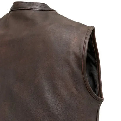 Top Rocker Men's Motorcycle Leather Vest Men's Leather Vest First Manufacturing Company