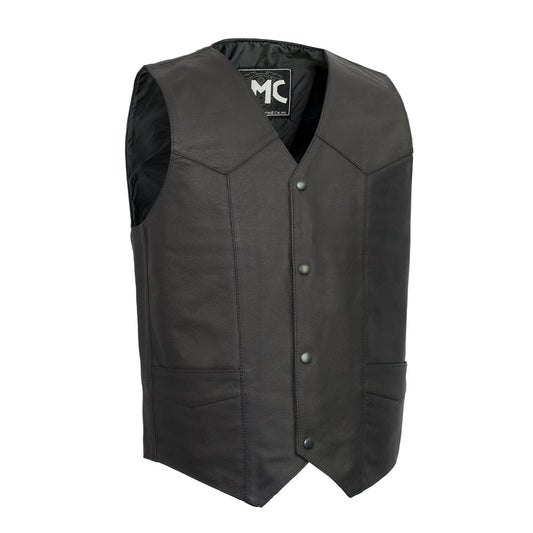 Top Shot Men's Motorcycle Western Style Leather Vest Men's Western Vest First Manufacturing Company Black S