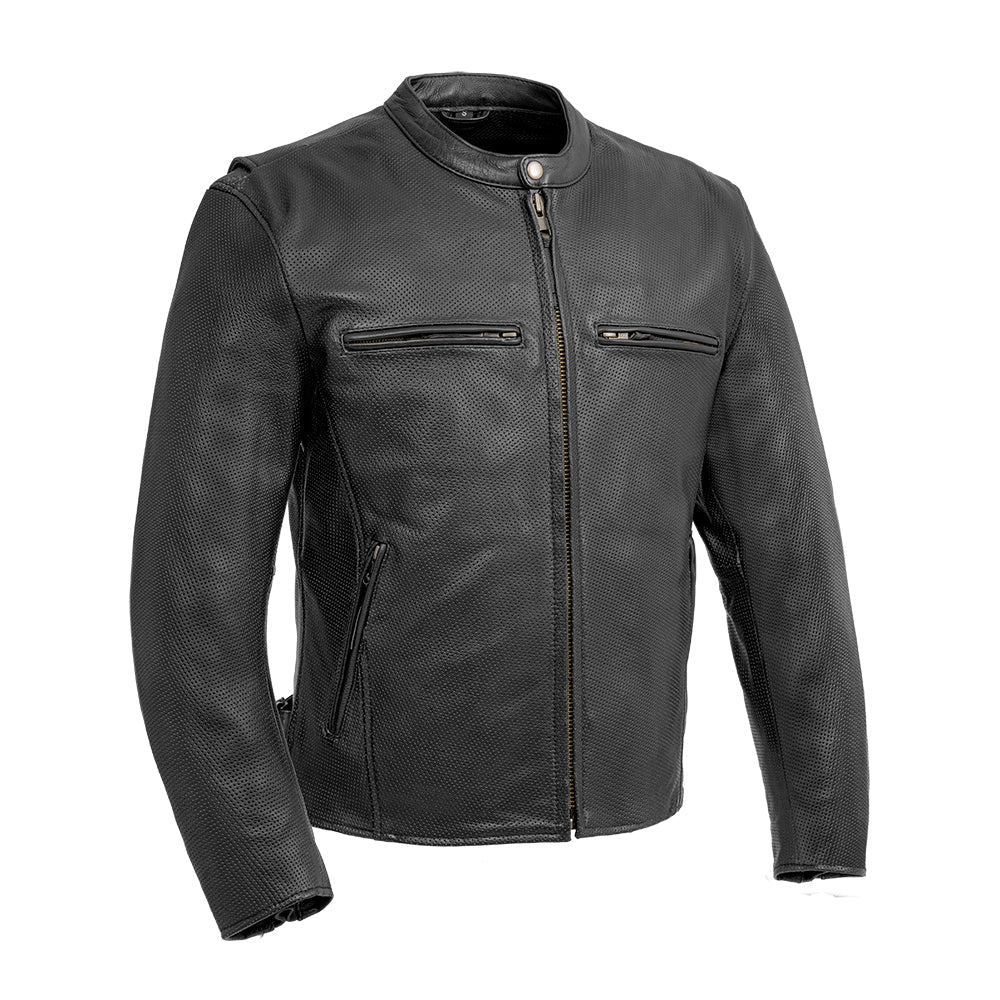 Turbine Men's Motorcycle Perforated Leather Jacket Men's Perforated Leather Jacket First Manufacturing Company Black XXS