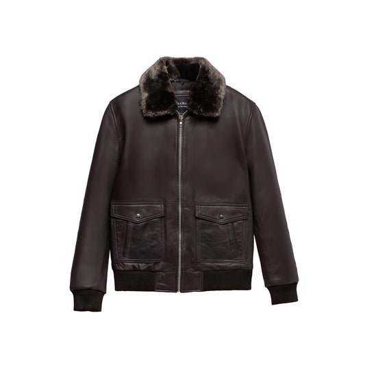 Nicola Men's Sheepskin with Fur Collar Jacket