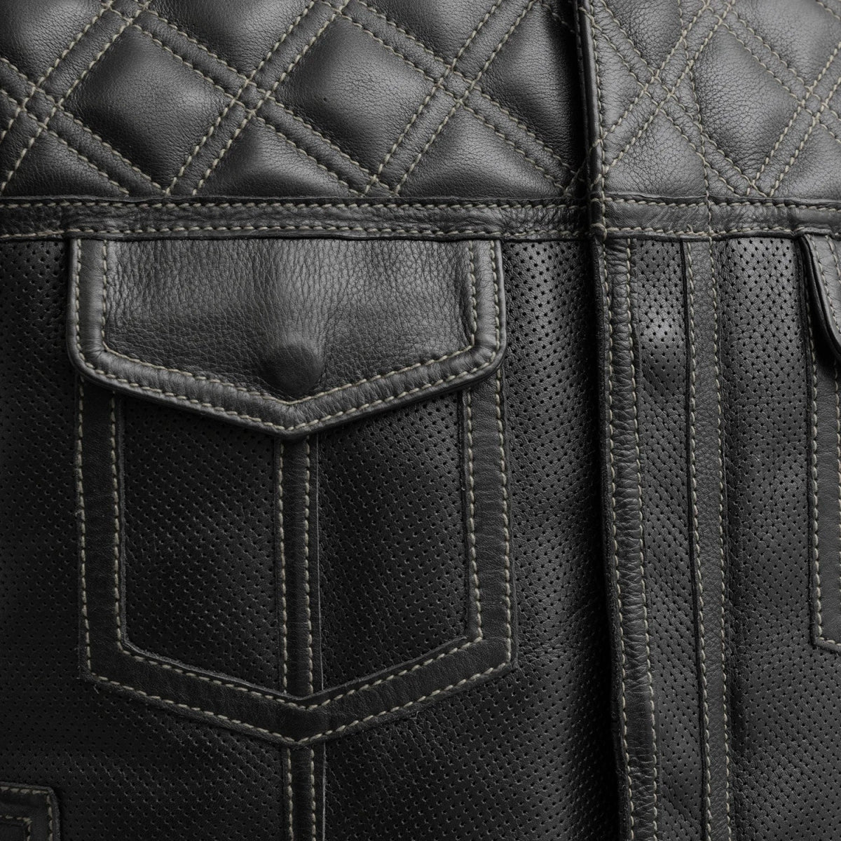 Upside Perforated Men's Club Style Leather Vest Men's Perforated Leather Vest First Manufacturing Company