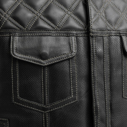 Upside Perforated Men's Club Style Leather Vest Men's Perforated Leather Vest First Manufacturing Company