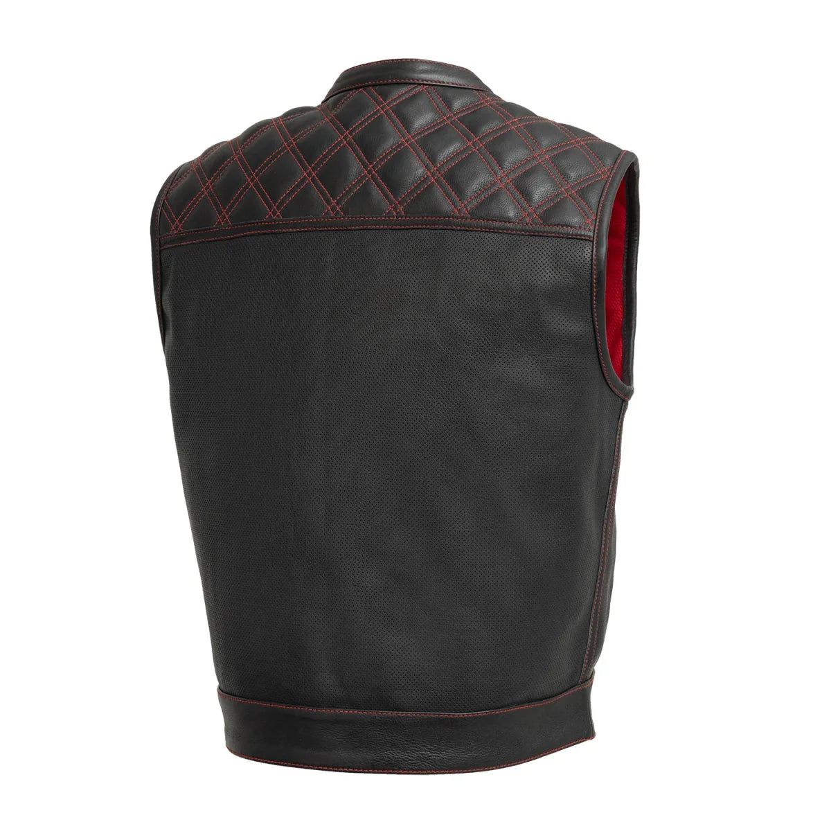 Upside Perforated Men's Club Style Leather Vest Men's Perforated Leather Vest First Manufacturing Company