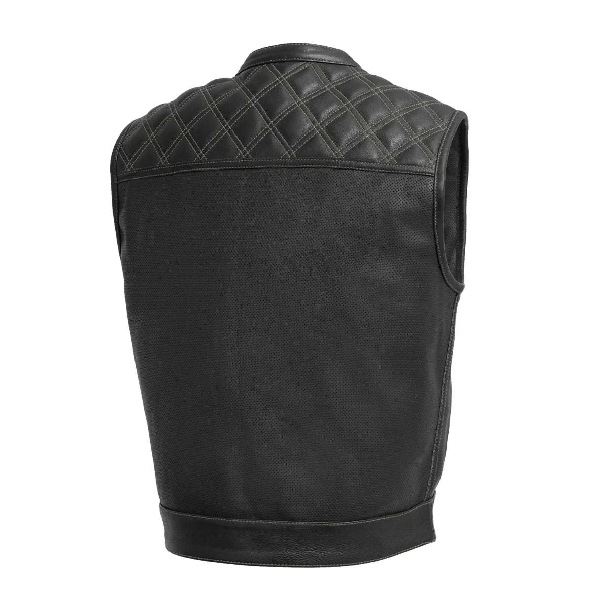 Upside Perforated Men's Club Style Leather Vest Men's Perforated Leather Vest First Manufacturing Company
