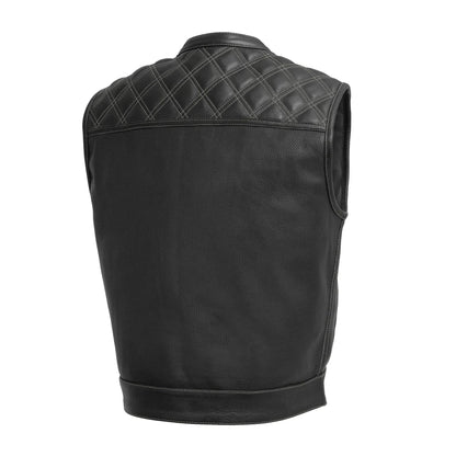 Upside Perforated Men's Club Style Leather Vest Men's Perforated Leather Vest First Manufacturing Company