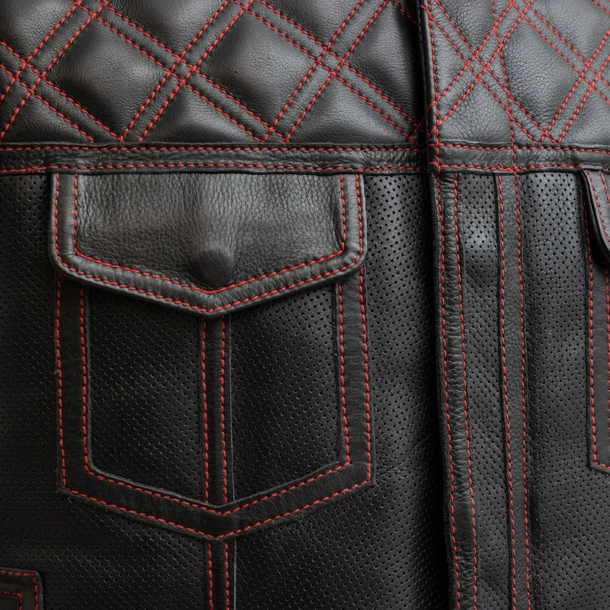 Upside Perforated Men's Club Style Leather Vest Men's Perforated Leather Vest First Manufacturing Company
