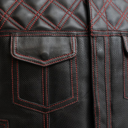 Upside Perforated Men's Club Style Leather Vest Men's Perforated Leather Vest First Manufacturing Company