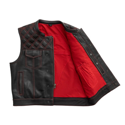 Upside Perforated Men's Club Style Leather Vest Men's Perforated Leather Vest First Manufacturing Company