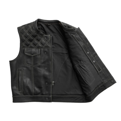 Upside Perforated Men's Club Style Leather Vest Men's Perforated Leather Vest First Manufacturing Company