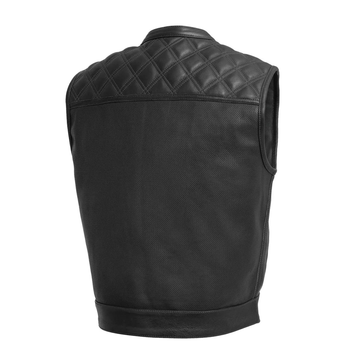 Upside Perforated Men's Club Style Leather Vest Men's Perforated Leather Vest First Manufacturing Company