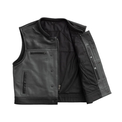 V-Twin Visionary Battleship Perforated Leather Vest Men's Perforated Leather Vest First Manufacturing Company