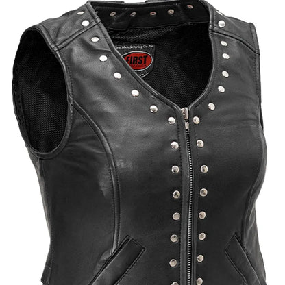 Empress Women's Motorcycle Leather Vest Women's Leather Vest First Manufacturing Company
