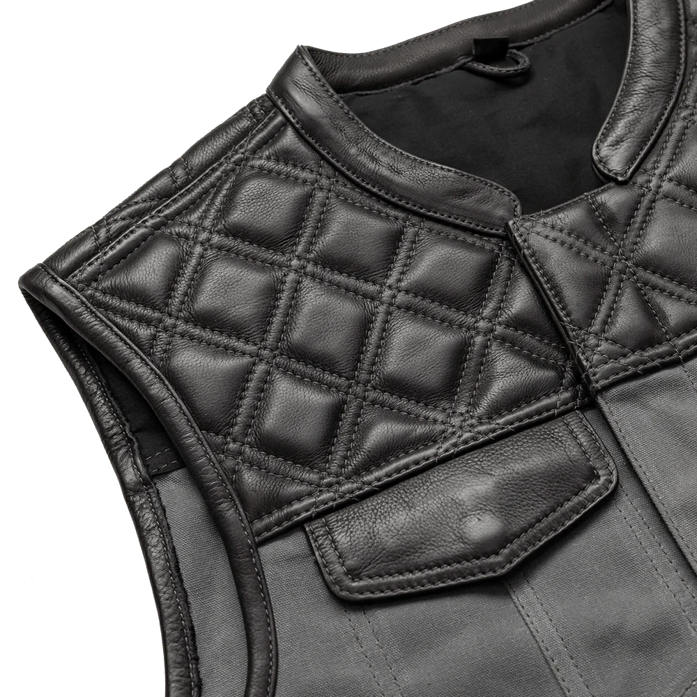 Waxed Hunt Club - Men's Motorcycle Vest (Limited Edition) Grey Factory Customs First Manufacturing Company