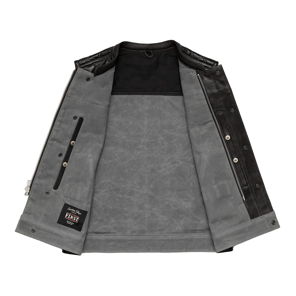 Waxed Hunt Club - Men's Motorcycle Vest (Limited Edition) Grey Factory Customs First Manufacturing Company