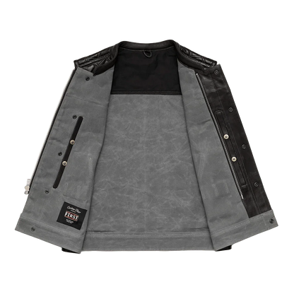 Waxed Hunt Club - Men's Motorcycle Vest (Limited Edition) Grey Factory Customs First Manufacturing Company