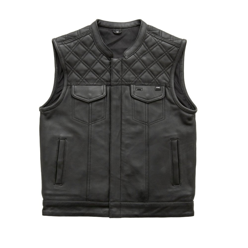 Whaler Black - Men's Club Style Leather Vest (Limited Edition) Factory Customs First Manufacturing Company Black S