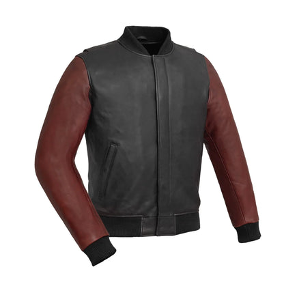 Willie Men's Motorcycle Leather Jacket Men's Leather Jacket First Manufacturing Company Black Oxblood S
