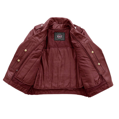 Popstar - Women's  Motorcycle Leather Jacket oxblood Women's Leather Jacket First Manufacturing Company   